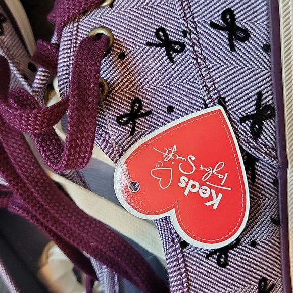 NWT! RARE! Taylor Swift In Collaboration with Keds Purple Bow Print Keds! Size 8 - Picture 3 of 11